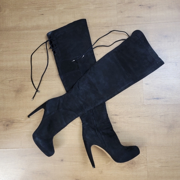 Sam Edelman Kayla Over The Knee Black Suede Boots - Picture 6 of 16